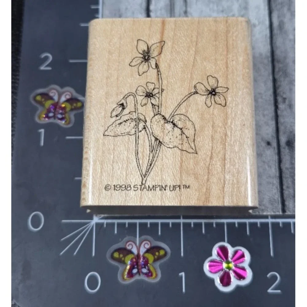 Stampin' Up! Stipple Flower Plant 1998 Long Stem Rubber Stamp Wood #A55